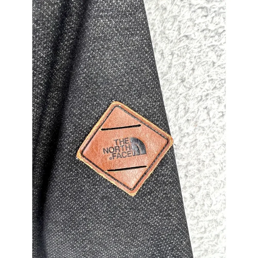 THE NORTH FACE Hoodie Jacket Mens Size S/P Full Zip‎ Black Leather Patch Logo